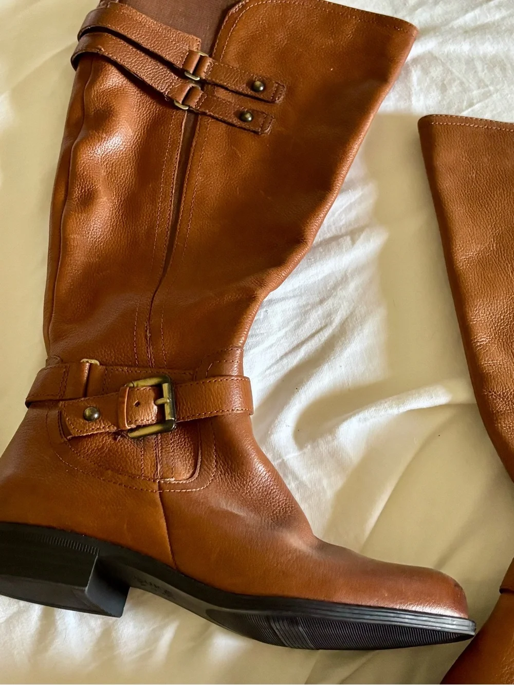✨ Naturalizer Jessie Leather Wide Calf Friendly Riding Boots Brown Worn Twice! ✨ - Picture 2 of 14